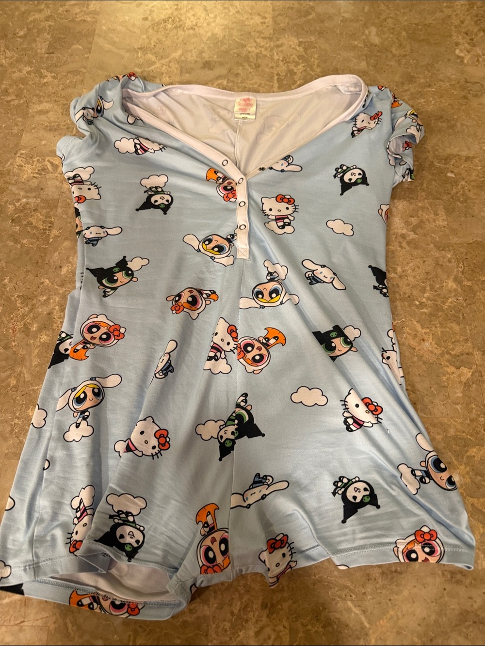 Hello Kitty Blue Cartoon Character Sleep Shirt